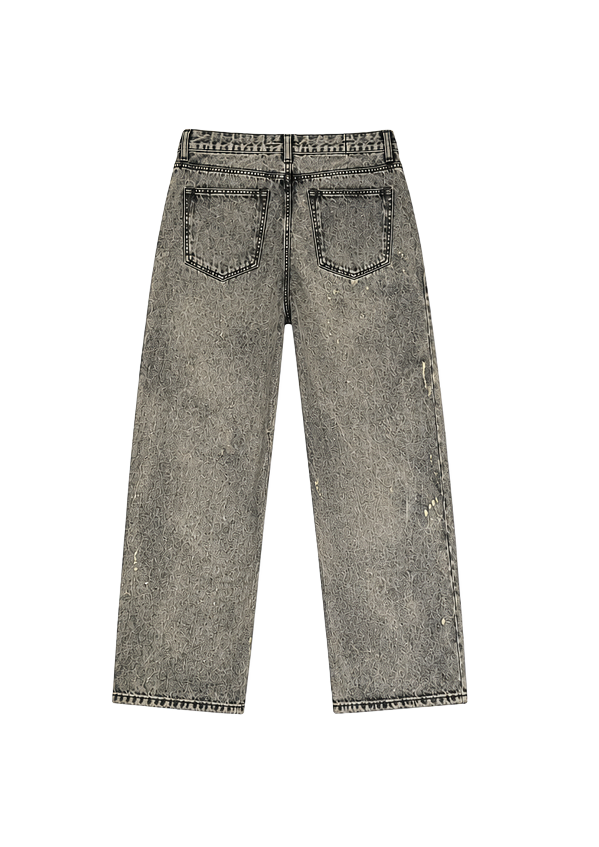 Jeans Denim Grigio di seconda mano Baggy Customizzato.