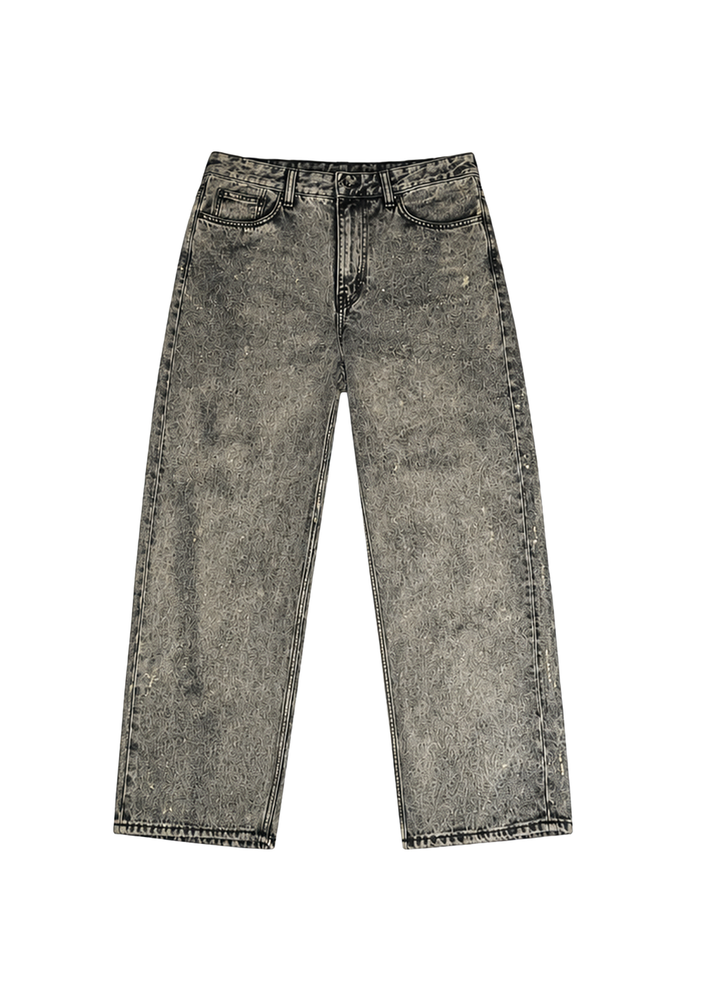 Jeans Denim Grigio di seconda mano Baggy Customizzato.
