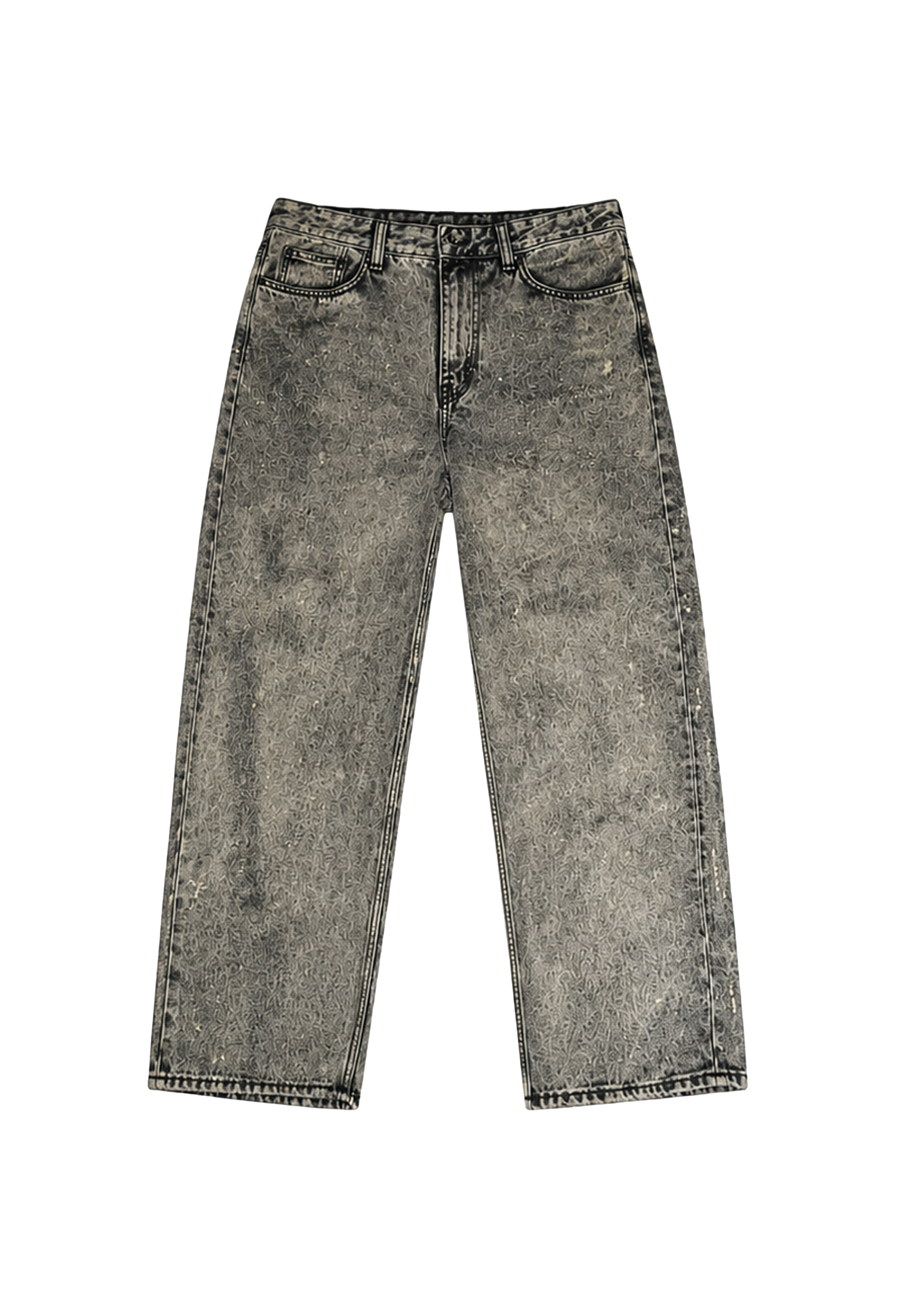 Jeans Denim Grigio di seconda mano Baggy Customizzato.
