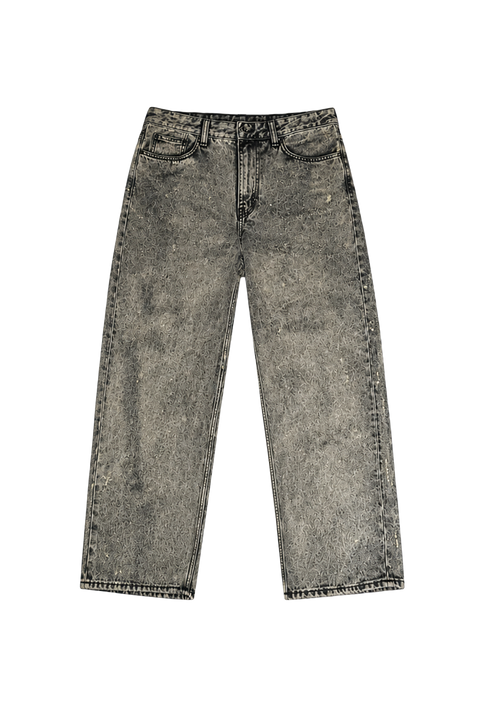 Jeans Denim Grigio di seconda mano Baggy Customizzato.