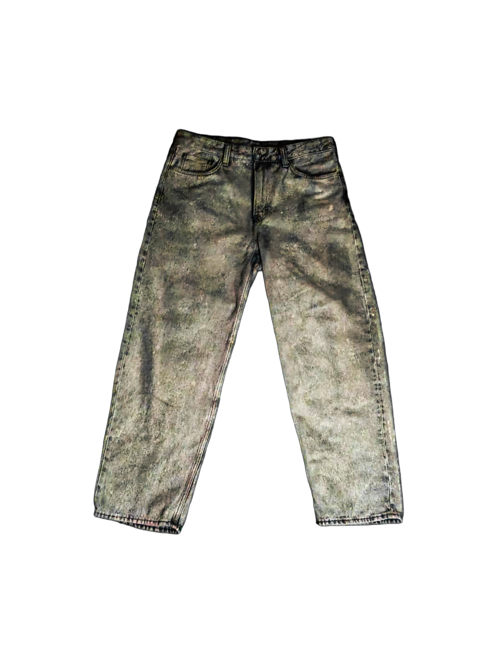 Jeans Denim Grigio di seconda mano Baggy Customizzato.