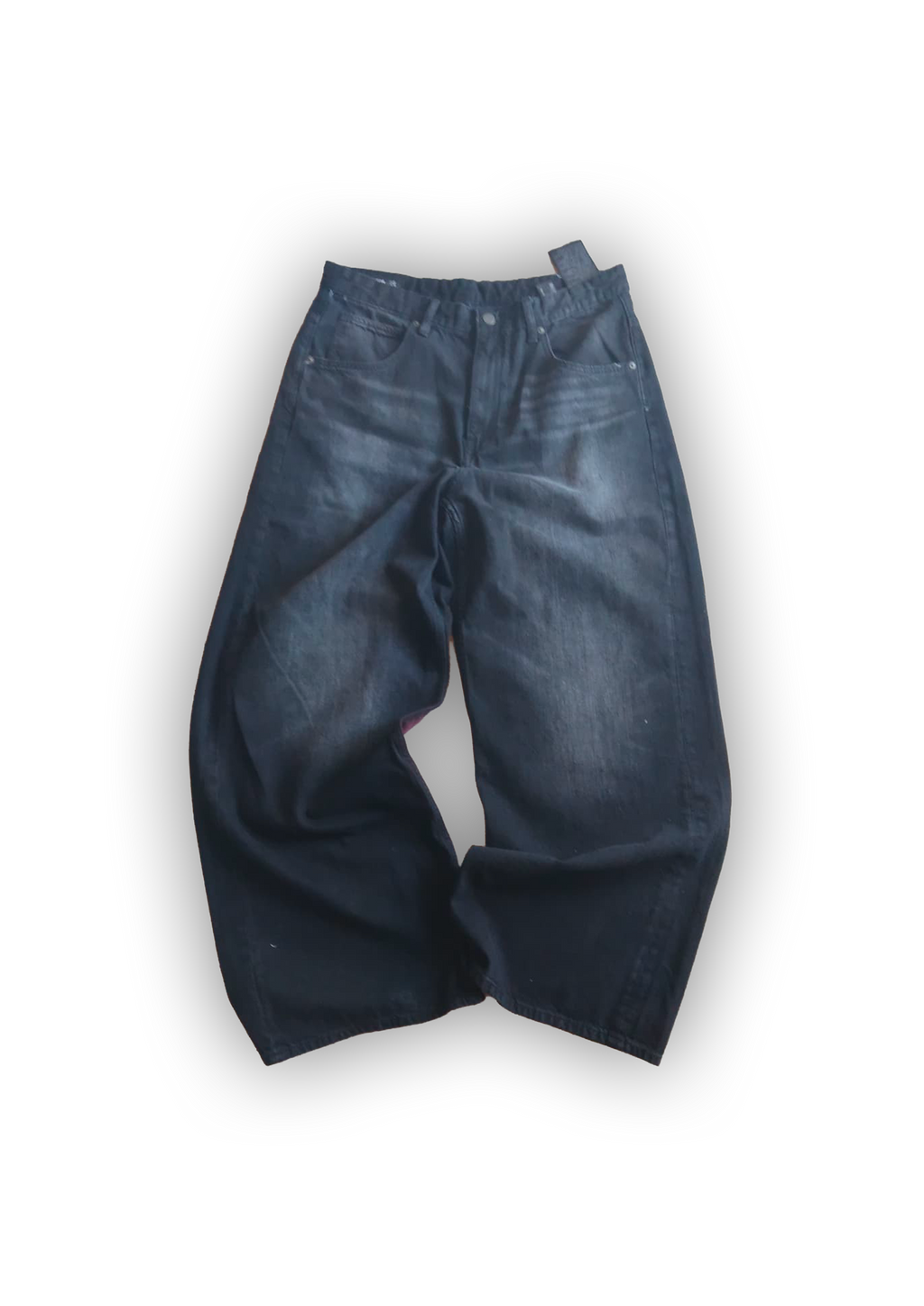 Jeans SuperBaggy/Wide straight di seconda mano customizzato, Con cintura in omaggio.