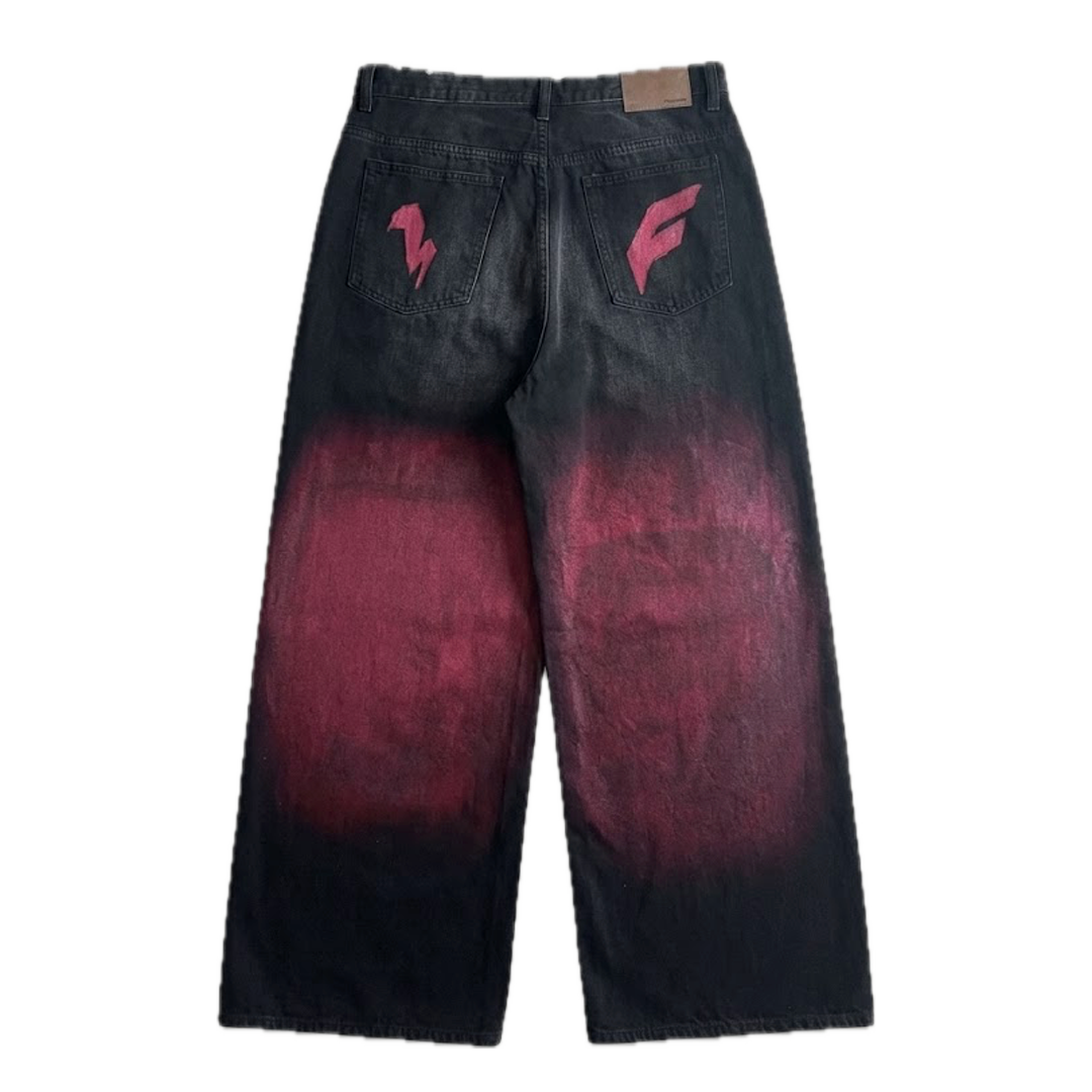 Jeans SuperBaggy/Wide straight di seconda mano customizzato.